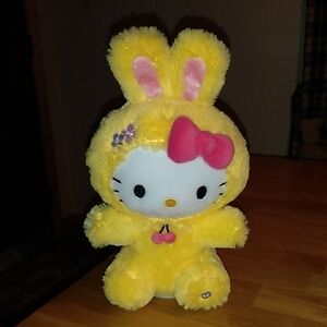 Hello Kitty Sanrio yellow easter bunny with motion and sound for 30 seconds